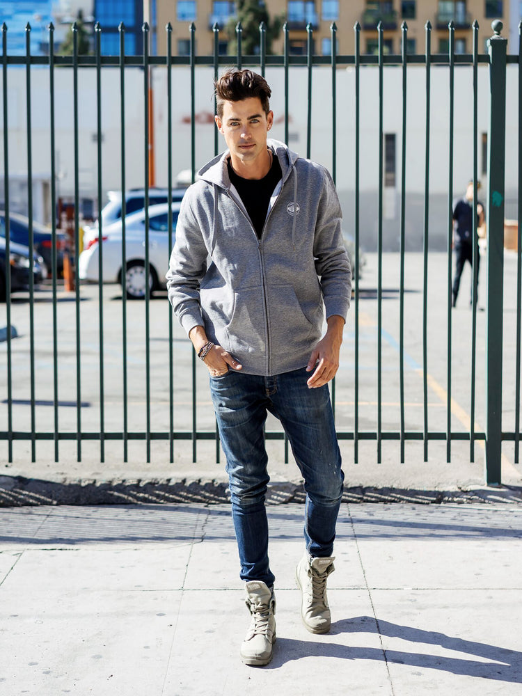 102419-004 | CORE LOGO ZIP UP HOODY PS | DARK HEATHER GREY