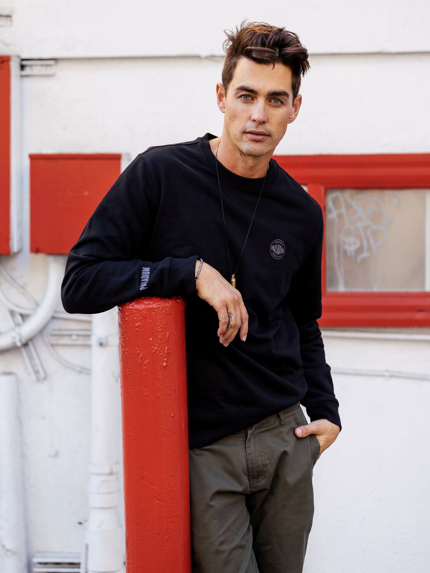 ennoy CREW SWEAT (BLACK) 刺繍色WHITE-M 人気メンズ - ennoy エンノイ スタイリスト私物 スウェット 黒