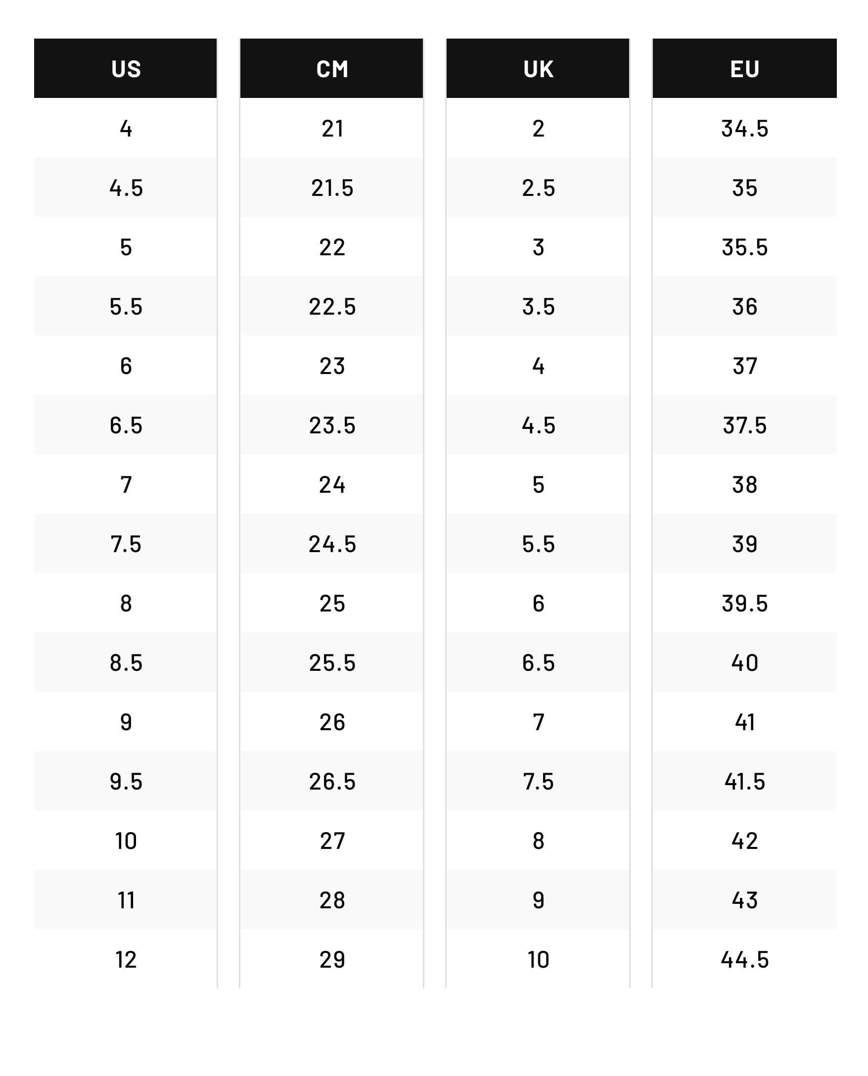 Size Chart